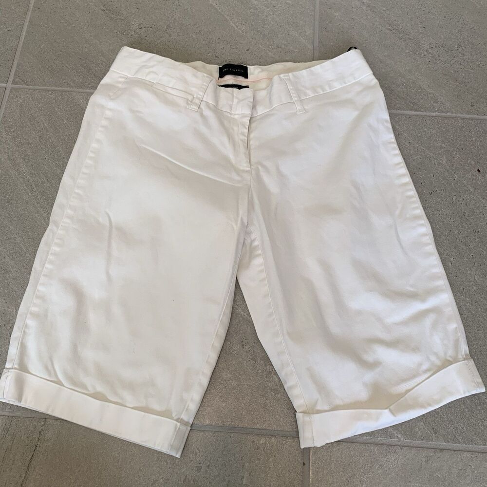 The Limited Drew Fit White Cotton Stretch Bermuda Cuffed Shorts Size 4